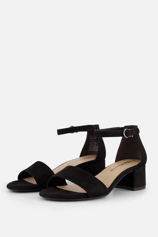 Tamaris Sandalen met hak zwart Textiel - Dames - Maat 38