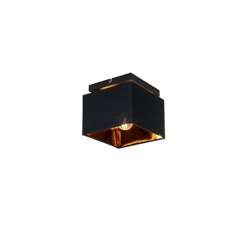 QAZQA VT 1 Plafondlamp Zwart Goud - Stof - E27
