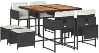 vidaXL 9-delige Tuinset Poly Rattan Zwart