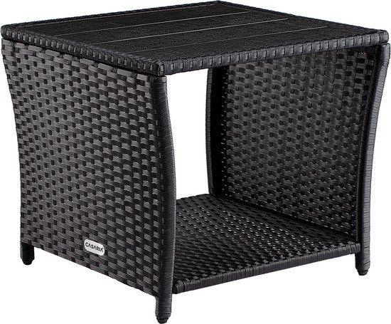 Casaria Polyrattan Bijzettafel - WPC Tafelblad 45x45x40cm – Zwart