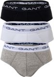 GANT Slip BRIEF 3-PACK Grijs Gemêleerd/Zwart/Wit Heren Katoenjersey Maat XL
