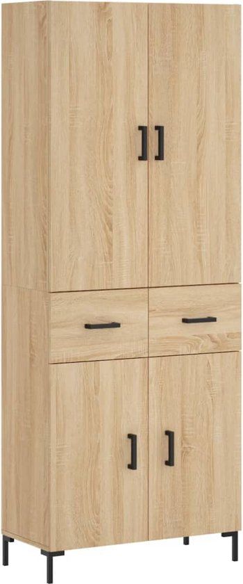 vidaXL Hoge kast 69,5x34x180 cm bewerkt hout sonoma eikenkleurig