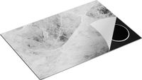 Chefcare Inductie Beschermer Abstracte Kunst - Groene Marmer - Zwart Wit - 80x50 cm
