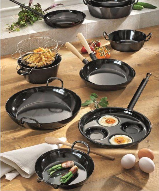 RIESS Gourmet Koekenpan - 24 cm - Zwart Emaille - PFAS-vrij