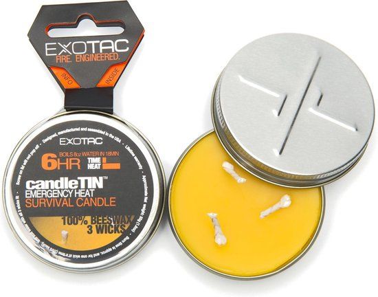 Exotac Nano Candle Tin - 6 Hour - Yellow - Tin - Round