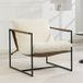 Fauteuil de détente en tissu bouclette crème, siège spacieux rembourré, pièce d'appoint avec cadre en acier, dimensions 77x91x80 cm, confortable pour salon ou chambre.