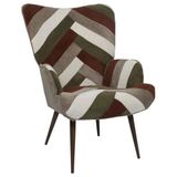 HOME DECO FACTORY, HD0549 Loungestoel, patchwork, kleurrijk en modern design, ergonomische zitting, ideaal voor woonkamer of kantoor, gemakkelijk te onderhouden, afmetingen 69 x 101 x 76 cm, beige, grijs, rood, groen