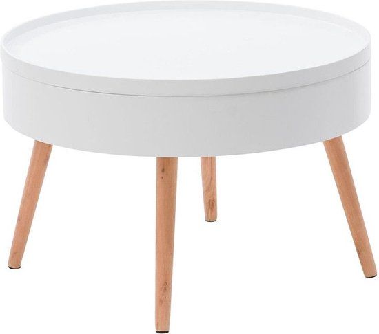 Viking Choice Houten salontafel met opbergruimte - 60x60x40 cm - wit