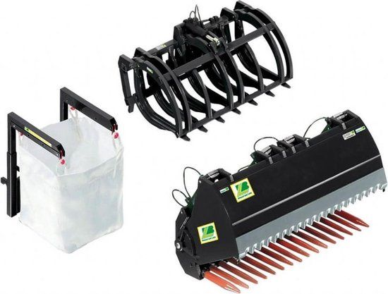 Wiking 7386 Frontlader werktuig set B zwart 1:32 - Landbouw