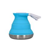 cartrend Bouilloire pliable, 1,5 litre de capacité, pliable et peu encombrante, fond en silicone et acier inoxydable, idéal pour camping-car, caravane, voyage, bleu, 1 pièce