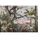 Papier peint panoramique forêt tropicale flamants roses - 390 cm x 273 cm