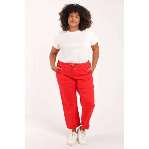 Paprika slim regular waist broek rood