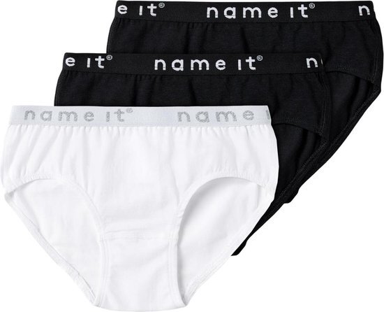 NAME IT NKFBRIEFS 3P BLACK NOOS Meisjes Onderbroek - Maat 122-128