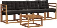 vidaXL Bank loungeset 5-delig Acaciahout Naturel en zwart