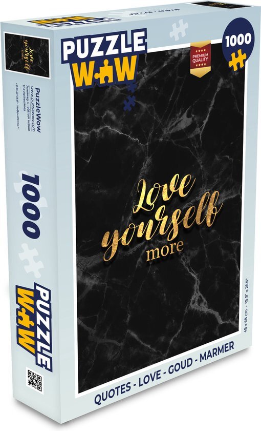 MuchoWow Puzzel Quotes - Love - Goud - Marmer print - Legpuzzel - Puzzel 1000 stukjes volwassenen