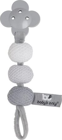Baby's Only Gebreid speenkoord - Zilvergrijs/Grijs/Wit