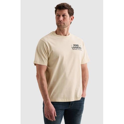 PME Legend regular fit T-shirt met backprint - ecru