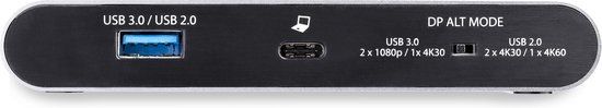 StarTech.com Dual monitor USB-C 5-in-1 multiport adapter - 2 x 4K DisplayPort - 100W PD 3.0 - Zwart