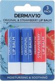 Derma V10 Original & Strawberry Lip Balm - 3 x 4 gr