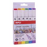 APLI 18431 - Street Marker Marker stiften met dubbele punt, diverse kleuren 6 u