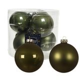 Decoris boules de Noël - 16x pc - vert mousse - D10 cm - verre - décoration de Noël