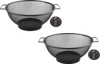 Merkloos Vergiet - 2x stuks - zwart - RVS - 26 cm - keuken zeef