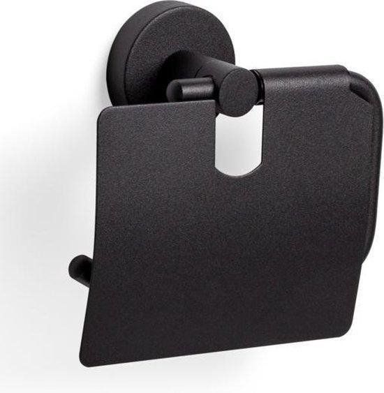 Haceka Kosmos Toiletrolhouder met klep zwart - 1208518