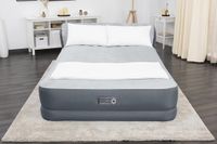 Merkloos Luchtbed met Hoofdeinde | Comfortabel en Duurzaam | Verhoogd Luchtbed met Ingebouwde Pomp + USB-oplader (90x60"x29") Grijs