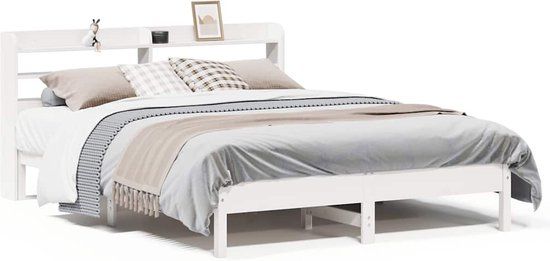 vidaXL Bedframe Massief Grenenhout Wit 140x200 cm
