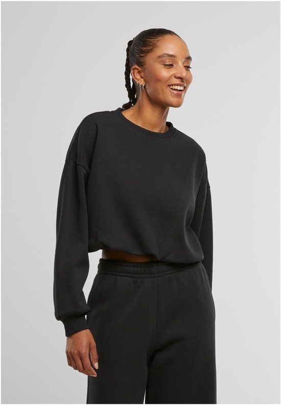 Urban Classics Cropped Longsleeve Top Dames Sweatshirts - Zwart - L