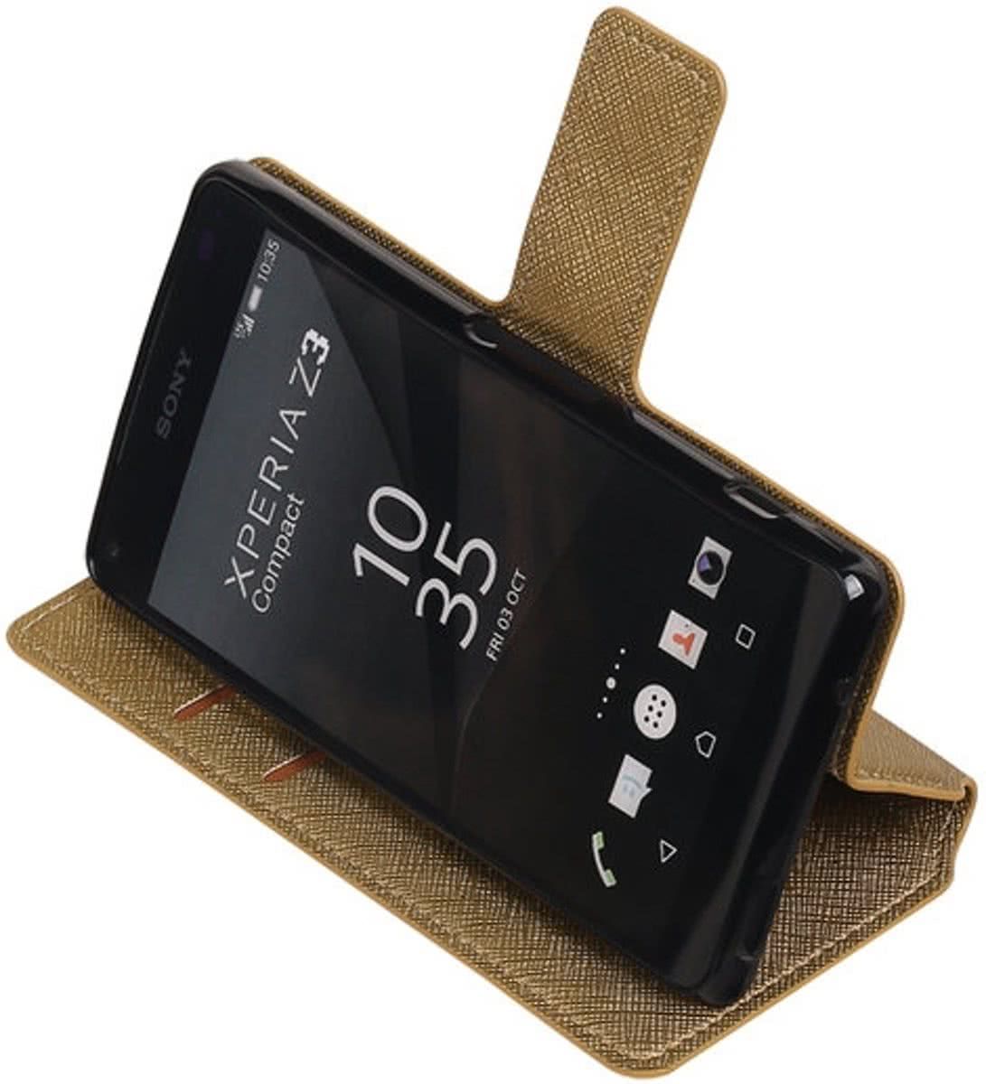 Best Cases .nl Goud Sony Xperia Z3 Compact TPU wallet case booktype hoesje HM Book