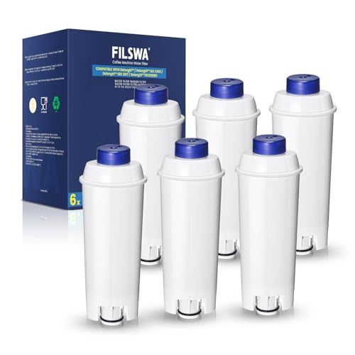Filswa 6 stuks volautomatische waterfilter compatibel met Delonghi ECAM-serie, Dinamica, Cappuccino System, Magnifica, ETAM Autentica en Esam modellen (6)