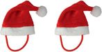 Bellatio Decorations Haar elastiek - 10x stuks - Mini kerstmuts - Rood