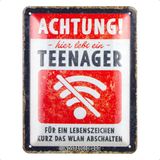 Nostalgic-Art Retro metalen bord, 15 x 20 cm, let op tiener, wifi, waarschuwingsbord als cadeau-idee, van metaal, vintage design met spreuk