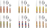 Excelsa Set van 24 Gipsy Soul Bestek – Veelkleurige Handvatten – Duurzaam Glasvezelversterkt Polyester