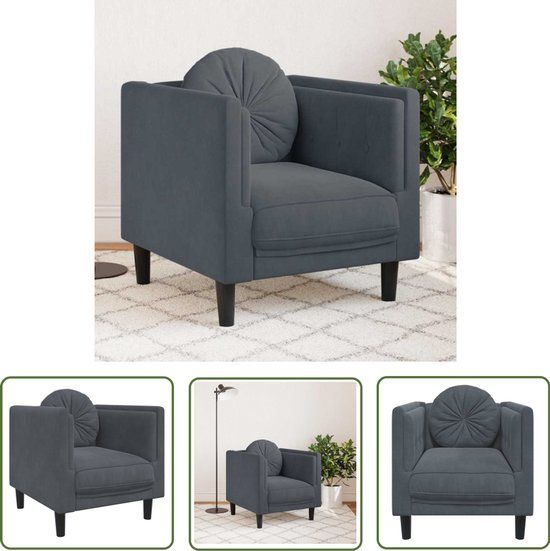 vidaXL Fauteuil met kussens fluweel donkergrijs