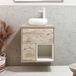 Hudson Reed Hoxton Meuble de lavabo suspendu 60cm Chêne clair avec étagère ouverte, éclairage LED et lavabo à poser rond Blanc