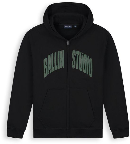 Ballin Amsterdam - Heren Loose fit Zip-up Sweater - Black - Maat S
