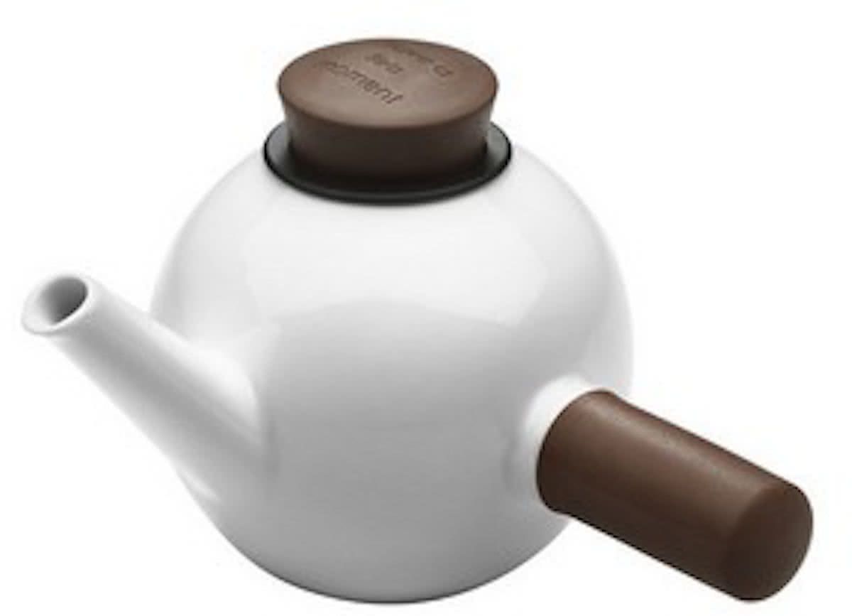 QDO Theepot Porselein - Rond - Met Zijhandvat - 1 liter - Bruin - 4897025671607