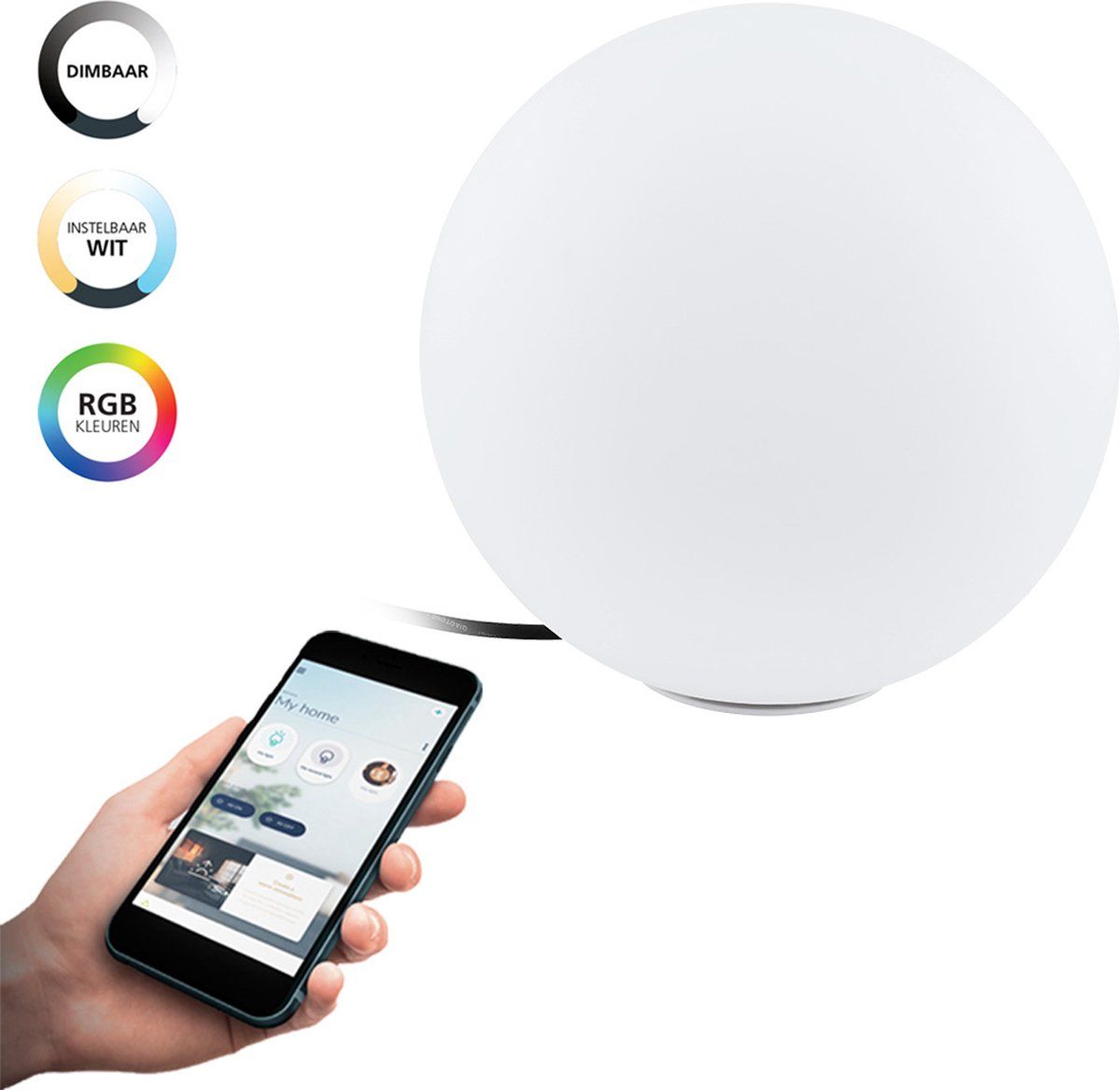 EGLO Connect Monterolo-Z Smart Vloerlamp Buiten - Wit - Ø 30 cm - E27 - RGB & Wit Licht - Dimbaar - Zigbee