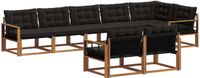 vidaXL Hoek loungeset 8 zitplaatsen Acacia hout Naturel en zwart