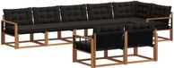 vidaXL Hoek loungeset 8 zitplaatsen Acacia hout Naturel en zwart