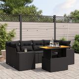 Maison Exclusive - Ensemble de meubles de jardin 7 pièces avec canapé et coussins, noir, en polyrotin