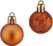 Krist+ Kerstballen - 12x ST - oranje - kunststof - 3 cm - glitter - mat