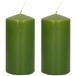 Trend Candles Bougie cylindrique/bougie tronc - 2x - vert olive - 6 x 12 cm - 40 heures de combustion - avec film ignifuge