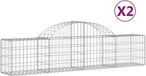 vidaXL - Gabions - 2 pcs - arched - 200x30x40/60 cm - galvanized iron