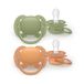 Philips AVENT Sucette Ultra Douce SCF093/05, 18+ Mois, Silicone, Orthodontique, Vert/Orange, Lot de 2