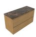 Saniclass Holz Pure Badkamermeubelset - 120x45x63cm - Noche natuurstenen topblad dark emperador - 2 kraangaten - 4 lades - mat eiken natural