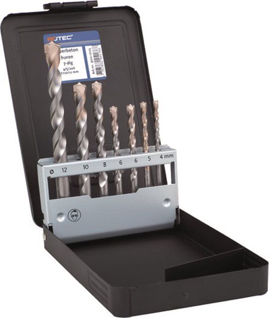 Rotec 7-delige UNIDre boorset 4,0-12,0 mm in metalen cassette
