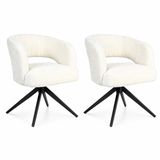 Starfurn Eetkamerstoel Demi | Off White | Poot Black | Met armleuning - set van 2